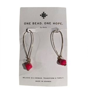 Lovely pair of gold & pink earrings Made in Uganda supporting E. African women